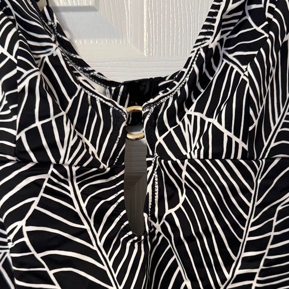 Elomi Kata Beacg Black and White Leaf Print Women's One Piece Swimsuit US 36 K/L - Picture 2 of 11
